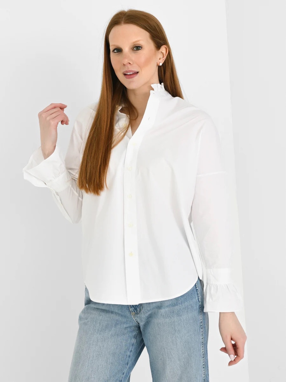 Alex Mill Easy Ruffle White Long Sleeve Button Down Shirt